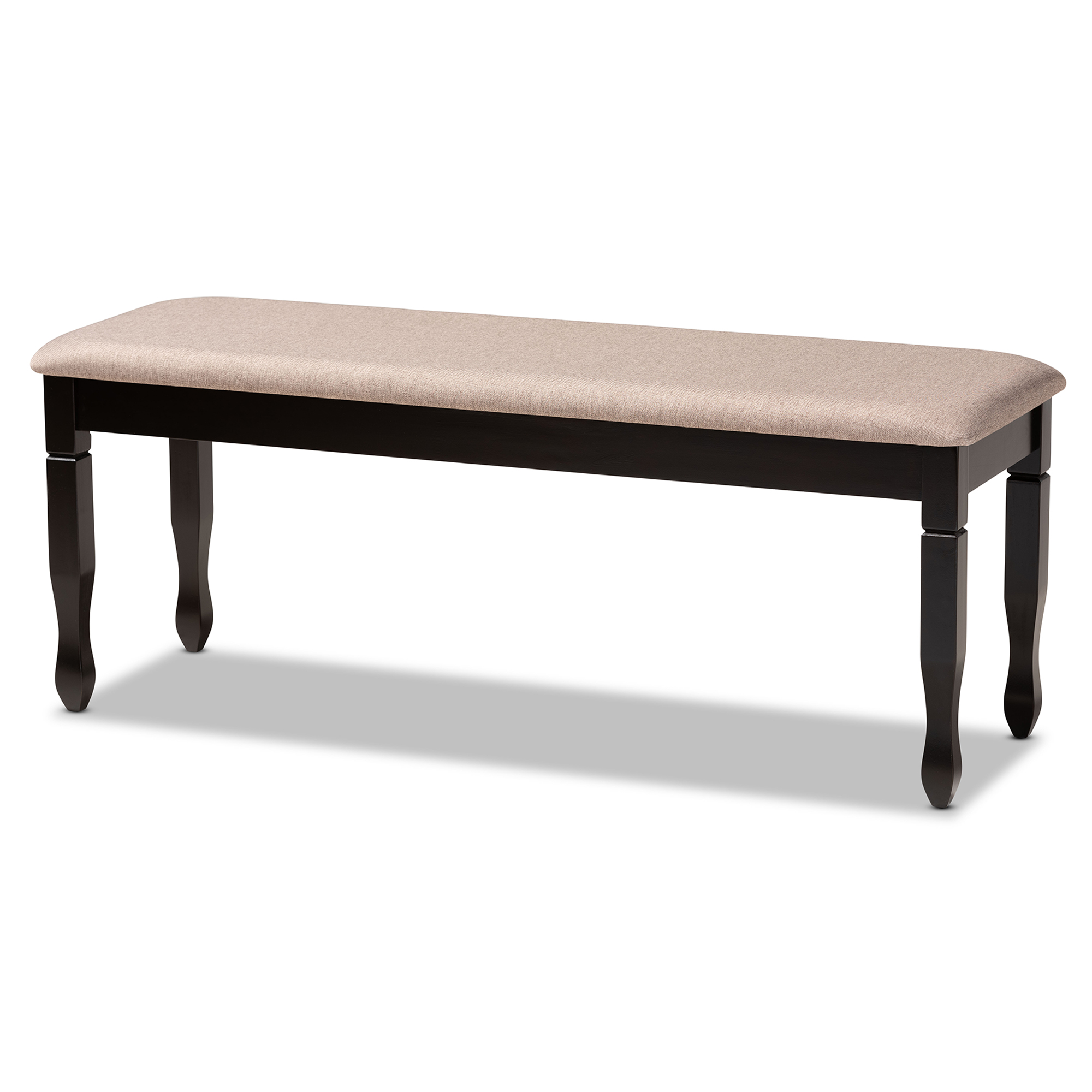 Baxton Studio Corey Modern and Contemporary Sand Fabric Upholstered and Dark Brown Finished Wood Dining Bench